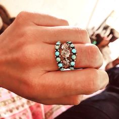 Cowgirl Closet, Turquoise Tuesday, Western Wedding Rings, Real Turquoise Jewelry, Handmade Turquoise Jewelry, Closet Clothes, Cowgirl Accessories, Country Rings, Stacker Rings