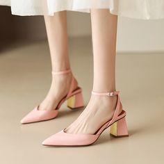 2023 Pointed Toe Sandal High Heels Women Pumps Fashion Concise Genuine Leather Slingbacks Shoes Woman Spring Summer Party Office