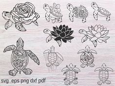 the stencils are designed to look like sea turtles and flowers, but they have different designs on them