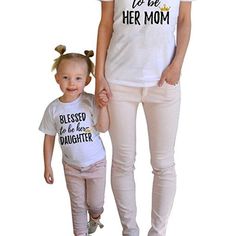 Epic Tees Blessed To Be Her Mom & Daughter Matching Shirts Mom Shirt Is Large Daughter Shirt Is 2t Nwot Open To All Offers Matching Letter Print Cotton Top, Matching Cotton Tops With Letter Print, White Short Sleeve Tops For Family Matching, Matching White T-shirt For Summer, Summer Matching White T-shirt, Summer Matching Style White T-shirt, White Family Matching Tops For Spring, White T-shirt With Letter Print, Daughter Shirt