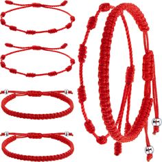 PRICES MAY VARY. Package you can get: you will receive 6 pieces Kabbalah red string bracelets , enough quantity provide for you to wear or send to your friends and families, nice accessories for New Year, Christmas, Mother's Day, Birthday, Valentine's Day 7 Knots string bracelet: each bracelet designed with 7 knots, and with vibrant red color, there's string at each end that you can stretch the size, so it's very easy to wear, it will find favor with women Meaningful present: this red string amu Bracelets Red, Red Charm, String Bracelets, Good Luck Bracelet, Red String Bracelet, Tattoo Bracelet, Lucky Bracelet, Red String, Red Bracelets