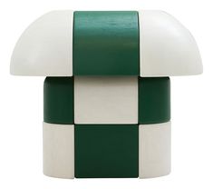 a green and white table with a mushroom on top