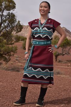 Rug Dress Pendelton Dress, Navajo Skirts, Navajo Rug Dress, Navajo Dresses, Mountain Warrior, Navajo Fashion, Navajo Clothing, Native American Style Outfits, Navajo Dress