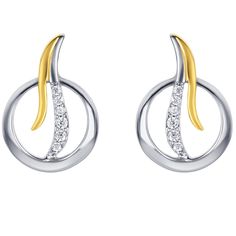 Two-Tone Sterling Silver Open Circle Earrings for Women Jewelry Cartier, Diamond Pendants Designs, Jewellery Design Sketches, Tiffany Necklace, Jewelry Design Drawing, Yellow Tone, Diamond Pendants, Diamonds Jewelry, Tiffany Jewelry