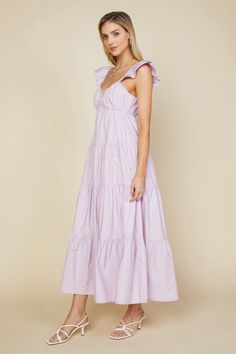 This easy, breezy dress is bound to be a new favorite. Cut from airy poplin, it has a sweetheart neckline, ruffled cap sleeves, and a full skirt with tiered styling and an ankle-skimming hem. •Sweetheart neckline •Layered ruffle cap sleeves •Tiered skirt Item Number: 99115 Sincerly Jules, Lavender Dress, Lavender Dresses, Breezy Dress, Easy Breezy, Lavender Color, Maxi Dress With Sleeves, Tiered Skirt, Dress 100