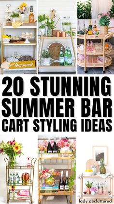 20 Stunning Summer Bar Cart Styling Ideas Bar Cart Dining Room Ideas, Beverage Cart Decor, Outdoor Bar Cart Styling, Rattan Bar Cart Styling, Summer Bar Cart, Summer Bar Cart Styling, Serving Cart Decor Ideas, Bar Carts Ideas, Decorating A Bar Cart