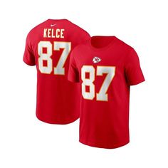 Travis Kelce is consistently one of the most dominant players on the gridiron. This Player Name and Number T-shirt from Nike is a strong tribute to your favorite player's career with the Kansas City Chiefs. Designed as a simple alternative to the on-field jerseys, this player tee features bold graphics on the front and back so you can proudly support your Kansas City Chiefs..Crew neck.Short sleeve.Officially licensed.Screen print graphics.Sports Fan Shop by LIDS.This item purchased online must be returned to the vendor by mail only. This item cannot be returned to Macy's stores..100% Cotton.Machine Wash, Tumble Dry Low.Imported Nike T-shirt For Football Season Sports Events, Nike T-shirt With Team Logo For Football Season, Nike T-shirt For Sports Season Game Day, Nike T-shirt For Game Day, Nike T-shirt For Football Season Game Day, Nike T-shirt For Sports Events, Nike Tops For Football Season Sports Events, Nike Tops For Football Season, Football Season Sports Fan T-shirt With Moisture-wicking