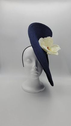 Magnolia Elegant Navy Fascinator Kentucky Derby Hat | Etsy Navy Curved Brim Formal Hat, Navy Formal Hat With Curved Brim, Fitted Navy Hat For Kentucky Derby, Elegant Navy Hat With Curved Brim, Elegant Navy Hats With Curved Brim, Elegant Navy Hat For Evening, Navy Party Hat For Kentucky Derby, Navy Hat For Kentucky Derby Party, Navy Fascinator