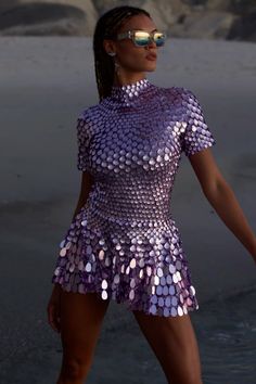 A beautiful hand made dress with purple shell formed sequins that is perfect for festivals. Best festival outfit 2024. #southafrica #festivalfashion #festivaloutfit #festival #raveoutfit #dress #mirrordress Sequined Fitted Disco Mini Dress, Disco Style Mini Sequin Dress For Club, Fitted Disco Mini Dress With Sequins, Fitted Sequin Disco Mini Dress, Fitted Disco Sequin Dress For Clubbing, Glamorous Purple Sequin Mini Dress, Glamorous Purple Mini Dress With Sequins, Glamorous Purple Sequin Dress For Party Season, Glamorous Festival Dress For Costume Party