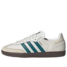 (WMNS) adidas Samba OG 'Cloud White Legacy Teal' IG1963 White Adidas Sneakers For Outdoor Activities, White Sneakers With Gum Sole For Outdoor Activities, Samba Shoe, Samba Shoes, Teal Accents, Adidas Samba Og, Limited Edition Sneakers, Cloud White, How To Measure