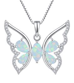 PRICES MAY VARY. YL Design: Butterfly can inspire and make people yearn for courage Material: 925 sterling silver with rhodium plated Size: Butterfly high: 0.87" (22 mm), silver box chain: 18+1.2" (45+3 cm) Birthstone: Set with pear/marqueise-cut created opal Package: Come with jewelry box YL Butterfly Necklace for Women 925 Sterling Silver Butterfly Pendant Created Opal Jewelry Design Butterfly, Silver Butterfly, Silver Box, Butterfly Necklace, Butterfly Pendant, Opal Jewelry, Box Chain, Necklace For Women, Birthstone Jewelry