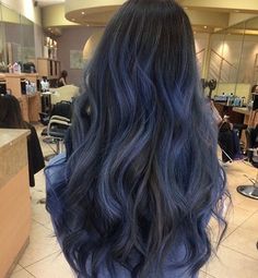 Dark Blue Ombre Hair, Hair Styels, Blue Ombre Hair, Light Blue Hair, Korean Hair Color, Colourful Hair, Pinterest Hair