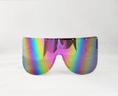 Very Oversized UV400 Protection 3 x 7.5" Approximately Cool Sunglasses, Gold Details, Mirrored Sunglasses, Multi Color, Sunglasses, Silver, Gold, Color