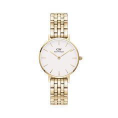 Petite 5-Link - Women's gold watch with white dial| DW Affordable Luxury Gifts, Gold Watch Women, Dw Watch, Daniel Wellington Petite, Busy Morning, Gold Watches Women, White Watch, Watch Women, Stylish Watches