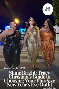 Sparkle into the New Year with playful plus size New Year's Eve outfit tips from Tracy Christian of Sante Grace! Pin, Save, and check out her picks, from glam gowns to comfy jumpsuits, discover how to slay NYE in style and shine all night long.