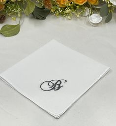 This monogrammed handkerchief is embroidered with a Chopin Script font. It is perfect for weddings, anniversaries, birthdays and other special occasions. Gift ideas: for the wedding party, bridesmaids, flower girl, mother of the bride, mother of the groom, wedding hostess, birthdays, graduation, thank you, retirement, and many other occasions. There are multiple finishes and colors to choose from. To order: 1) select the finish option from the drop-down menu. 2) add thread color and a single let Classic Rectangular Handkerchiefs For Gifts, Classic Rectangular Handkerchiefs As Gifts, Classic Cotton Handkerchiefs As Gift, Classic Embroidered Handkerchiefs For Wedding Gift, White Monogrammed Handkerchiefs For Gift, Classic Monogram Handkerchiefs For Wedding Gift, White Monogrammed Handkerchiefs As Gift, White Monogram Handkerchiefs As Gift, Traditional Cotton Handkerchiefs For Gifts