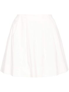 white organic cotton blend high-waisted pleated skirt scallop edge thigh-length flared hem Conscious: This product contains organic cotton where the cultivation and manufacturing process restricts the use of chemicals, eliminates pesticides or artificial fertilisers and incorporates methods that respect biodiversity, improve soil quality, and reduce water consumption. Learn more about what makes a product Conscious on our Conscious Criteria page White Relaxed Cotton Mini Skirt, Chic Gathered Cotton Mini Skirt, Chic Cotton Mini Skirt With Gathered Detail, White Cotton Relaxed Skort, White Cotton Skort With Relaxed Fit, Cotton Flared Skort For Summer, Cotton Pleated Tennis Skirt, Spring Cotton Flared Mini Skirt, White Cotton Lined Mini Skirt