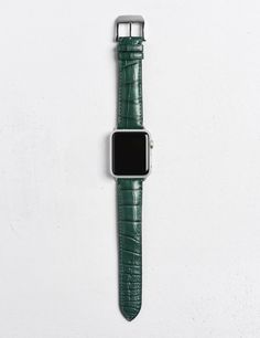 Apple Watch® Leather watch strap in Matte green alligator Apple Watch Leather, Apple Watch Bands Leather, Ostrich Leather, Watch Straps, Leather Watch Strap, Leather Watch Bands, Leather Pieces, Apple Watch Strap, Square Watch