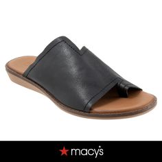 in stock Classic Black Sandals With Cushioned Footbed, Black Toe Post Mules For Spring, Classic Black Sandals With Heel Loop, Black Classic Toe Post Sandals, Classic Black Toe Post Sandals, Classic Black Sandals With Open Heel, Classic Black Flat Heel Sandals, Chic Slip-on Sandals With Arch Support, Black Sandals With Arch Support For Spring