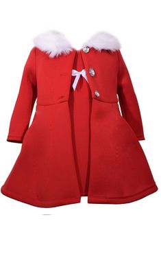 Bonnie Jean Girls Christmas Modern Red Jacket Dress Set Jacket Dress Set, Trims Fashion, Coat Set, Fur Dress, Dress Trims, Toddler Flower Girl Dresses, Bonnie Jean, Girls Christmas Dresses