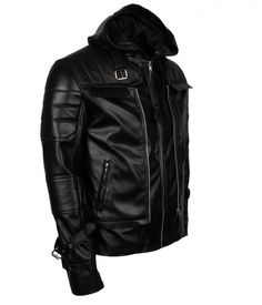 Buy Arkham Knight Hooded Leather Jacket at US Leather Mart. Black Gothic Leather Outerwear, Fitted Black Biker Jacket With Detachable Hood, Black Hooded Biker Jacket, Punk Style Hooded Leather Jacket For Fall, Hooded Biker Leather Jacket For Streetwear, Black Leather Winter Hooded Jacket, Black Fitted Hooded Biker Jacket, Black Leather Hooded Winter Jacket, Black Biker Outerwear With Detachable Hood