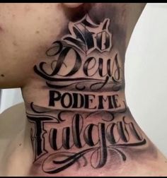 a man with a neck tattoo that says, do us podieve fulaga