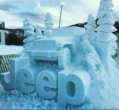 the jeep is made out of snow and ice