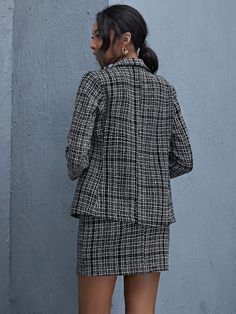 This Designer Chic Tweed Blazer Jacket & Skirt Set is sure to turn heads! This stunning ensemble is cut from a luxe tweed fabric and crafted with an expert eye for detail. The tailored blazer and flared skirt make for a figure-flattering, sophisticated look that is perfect for any occasion. 100% Polyester Button closure Polyester, fabric has no stretch Long Sleeve Tweed Skirt Suit For Formal Occasions, Formal Long Sleeve Tweed Skirt Suit, Tweed Skirt Suit For Business In Fall, Tailored Tweed Dress For Work, Tailored Tweed Skirt Suit For Office, Office Tweed Tailored Skirt Suit, Fall Tweed Long Sleeve Skirt Suit, Elegant Tweed Skirt Suit For Business, Tailored Tweed Skirt Suit For Fall