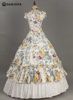 Victorian Floral Printed Southern Belle Tea Party Ball Gown Civil War Parairie Dress Women Reenactment Costume     Condition: Brand New   Color:  Multicolor Floral Patterns(100% Real As Picture Shows)    Material: This Victorian Southern Belle Dress is made of  High Quality Cotton, soft and comfortable to wear   Sleeve Length: Short Sleeve   Dresses Length:Floor-Length   Neckline:  Square Collar   Decoration: Ruffles + Bow   Style: This dress is perfect for civil war,victoria Scarlett Ohara Dresses, Historical Dresses Victorian, Colonial Fashion, Tour Costumes, Gothic Victorian Dresses, Southern Belle Dress, Belle Dresses, Bow Style, Tea Party Dress