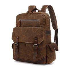 The Mens Vintage Canvas Backpack School is the perfect choice for anyone on the go! This backpack features a laptop compartment,back zipper pocket,adjustable shoulder strap for maximum convenience and protection. It also has a stylish vintage design and a large capacity for all your needs. Perfect for any man who needs a stylish and secure backpack!   ITEM FEATURES - 1 x Main Compartment- 1 x Front Zipper Patch Pocket- 1 x Front Bucket Pocket- 1 x Laptop Compartment- 1 x Interior Zipper Pocket- Vintage Canvas Shoulder Bag Backpack, Vintage Shoulder Bag Backpack With Zipper Closure, Retro Backpack With Adjustable Strap, Casual Brown Laptop Bag For Travel, Retro Satchel Backpack For Travel, Casual Brown Travel Laptop Bag, Vintage Canvas Satchel Backpack, Large Capacity Brown Laptop Backpack, School Backpack With Zipper Pocket In Brown