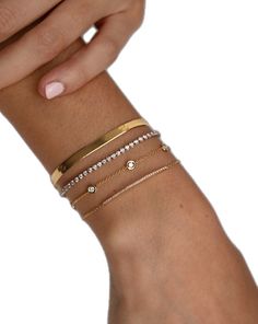 Classic 14k Gold Diamond Bracelet With Adjustable Chain, Adjustable Everyday Diamond Bracelet With Accents, Classic Adjustable Stackable Diamond Bracelet, Diamond Bar Bracelet, Wrist Stack, Wrist Stacks, Ring Concierge, Bar Bracelet, Solid Gold Chains