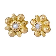 Dainty gold flower stud earrings with white seed pearl and butterfly fastening at the back. The textured gold flower petals open at the center to reveal a precious freshwater pearl. These sweet studs are perfect for everyday, and you can mix and match them layering along the lobe with your other earrings.MATERIALS:18k yellow gold | two 2mm white freshwater seed pearls*sold as pair*Available in YELLOW, WHITE or ROSE 18k gold.(!) Information about Our White Gold:We do not add rhodium plating to ou Formal Yellow Gold Flower Pearl Earrings, Bride Drop Earrings, Rose Gold Earrings Wedding, Classic Pearl Earrings, Boho Wedding Earrings, Rose Gold Bridal Earrings, Real Pearl Earrings, Bridal Statement Earrings, Clear Crystal Earrings