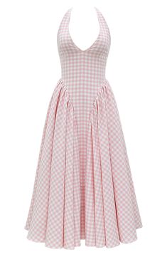 Get ready for garden-party season in a dreamy gingham sundress shaped by a corset-style bodice and cut with a back-exposing halter neck. Exclusive retailer Hidden front-zip closure; ties at neck Halter neck Side-seam pockets Lined 77% viscose, 21% polyester, 3% elastane Dry clean Imported Rose Shadow, English Summer, Perfect English, Midi Sundress, Summer Sundress, Bandage Dress Bodycon, Vacation Dress, Puff Sleeve Dresses, House Of Cb