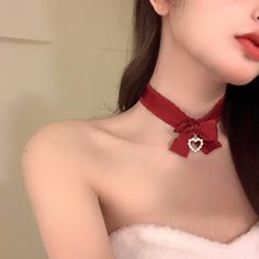 Christmas Bow Choker Necklace Tie Choker, Christmas Bow Tie, Bow Choker, Party Vibe, Collar Necklaces, Pearl Bow, Velvet Collar, Bow Bow, Basic Jewelry