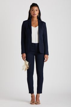 Look sharp with these perfectly tailored Women's Navy Blue Suit Pants by SuitShop women's suit pants bySuitShop. EXCLUDED FROM PROMOS. RETURNS AND EXCHANGES OF THIS ITEM ARE HANDLED BY OUR FRIENDS AT SUITSHOP. | Navy Blue Women's Suiting Size 14 Short | Birdy Grey Women's Suit Pants by SuitShop Blue Suit Jacket, Milky Nails, Business Attire Women, Wear To Work Dress, Suit Jackets For Women, Navy Blue Suit, Navy Suit, Pantsuits For Women, Professional Attire