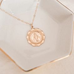 Miraculous Medal Medallion Necklace - Stella & Tide Miraculous Medal Necklace, Saint Necklace, Special Necklace, Necklace Extender, Letter Bracelet, Seashell Necklace, Necklace Simple, Miraculous Medal, Medallion Necklace