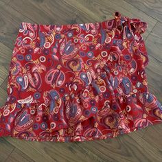 Ann Taylor Loft Red Paisley Ruffle Bottom Skirt. Size 14. New, Never Worn. Red Summer Beach Skirt, Bohemian Red Skirt For Day Out, Summer Mini Skirt In Red, Red Mini Skirt For Summer, Red Summer Mini Skirt, Summer Flowy Red Skirt, Casual Red Skirt For Vacation, Red Lined Skirt Bottoms For Summer, Red Mini Skirt For Vacation