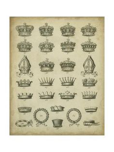 an old fashion drawing of crowns and tiaras