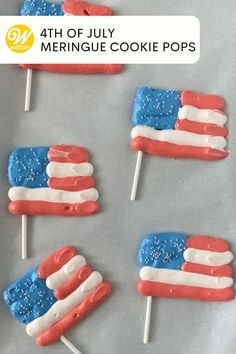 fourth of july meringue cookie pops