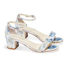 Bella Belle Vanessa Blue Floral 2 Inch Block Heel Blue Floral Heels, Floral Bridal Shoes, Flower Wedding Shoes, Crystal Wedding Shoes, Wedding Shoes Low Heel, Ivory Wedding Shoes, Blue Wedding Shoes, Wedding Shoes Lace, Wedding Flats