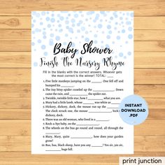 baby shower game with pink polka dot dots on it and the words,'baby shower wish