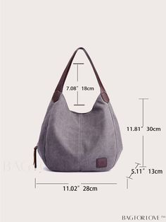 BagForLove - Stylish Canvas Hobo Bag with Letter Patch Decoration, Zipper Closure, and Large Capacity Product Description Color Grey Bag Size Medium Type Hobo Bag Strap Type Double Handle Pattern Type Plain Closure Type Zipper Features High-capacity Style Minimalist Composition 100% Polyester Material Polyester Size Chart INCH CM Bag Length Bag Width Bag Height Handle Height 11 inch 5.1 inch 10.6 inch 7.1 inch Bag Length Bag Width Bag Height Handle Height 28 cm 13 cm 27 cm 18 cm Details Pictures Casual Large Canvas Bag For Daily Use, Large Capacity Canvas Hobo Bag For Errands, Casual Large Capacity Gray Hobo Bag, Canvas Hobo Bag With Pockets For Errands, Canvas Hobo Bag For Errands, Trendy Large Capacity Gray Canvas Bag, Large Capacity Gray Canvas Shoulder Bag, Trendy Large Capacity Gray Hobo Bag, Trendy Gray Large Capacity Hobo Bag