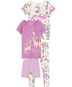 She'll be darling in this Carter's dinosaur-themed mix and match pajama set. 4-piece set includes: 2 tops, shorts & pants Tops: crewneck, short sleeves Pants/shorts: elastic waistband Dinosaur Pajamas, 5 Kids, Shorts Pants, Baby & Toddler Clothing, Toddler Outfits, Short Pants, Baby Accessories, Toddler Girl, Pajama Set