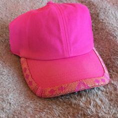 New Hand Beaded Pink Baseball Cap 100% Quality Cotton Gap Hat Original Beadwork From My E.Tsy, But I’m Selling At A Discount Due To A Flaw In Beads (Slight Color Fade Of Some Beads On The Front Shown In Last Pic) It’s Still A Great Hat And I Hope To Sell It Because I Put A Lot Of Work In It :) Embellished Adjustable Hat With Curved Brim, Adjustable Embellished Festival Hats, Adjustable Embellished Hat For Festivals, Casual Beaded Cap Hat, Casual Beaded Cap, Beaded Cap Hats For Festivals, Pink Baseball Cap, Accessories Pink, Pink Beaded