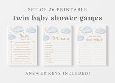 three baby shower games with clouds and stars