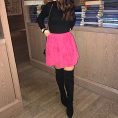 Pink Eye Waist Suede Skirt Loose Socks, Pink Eye, Suede Skirt, Pink Eyes, High Waist, Womens Skirt, Socks, High Waisted, Skirt