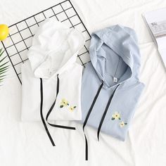 Blossom Embroidery Ribbon Loose Hoodie Hooded Hoodie With Floral Embroidery For Spring, Casual Hooded Hoodie With Floral Embroidery, Spring Embroidered Hooded Hoodie, Embroidered Hooded Hoodie For Spring, Spring Embroidered White Hoodie, Floral Embroidery Long Sleeve Hoodie For Fall, Spring White Embroidered Hoodie, White Embroidered Hoodie For Spring, Embroidered Hooded Sweatshirt For Spring