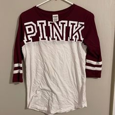 Never Worn Pink Sporty T-shirt For Fall, Pink Outfits Victoria Secret, Pink Brand, Pink Outfits, Fancy Dresses, Baseball Tee, Victoria Secret Pink, Pink Ladies, Long Sleeve Tees