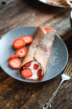 a plate with some strawberries on it