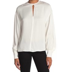 Reiss Alana Long Puff Bishop Sleeve Keyhole Jewel Neck Blouse Top, Ivory, Size 4 Brand: Reiss Style:46503402 Color: Ivory Size: 4 - Long Puffed Bishop Sleeve - Keyhole At Neck - Jewel Neck - Zipper Closure At Back - Solid Color - Imported - New With Tags Fiber Contents 100% Viscose Fit: This Style Fits True To Size Approximate Measurements Length: 25 Inches (Size S) Jewel Neck Blouse, Red Silk Blouse, Cream Silk Blouse, Sleeveless Turtleneck Top, Reiss Women, Cutout Neckline, Keyhole Blouse, Maroon Blouse, Bodysuit Blouse